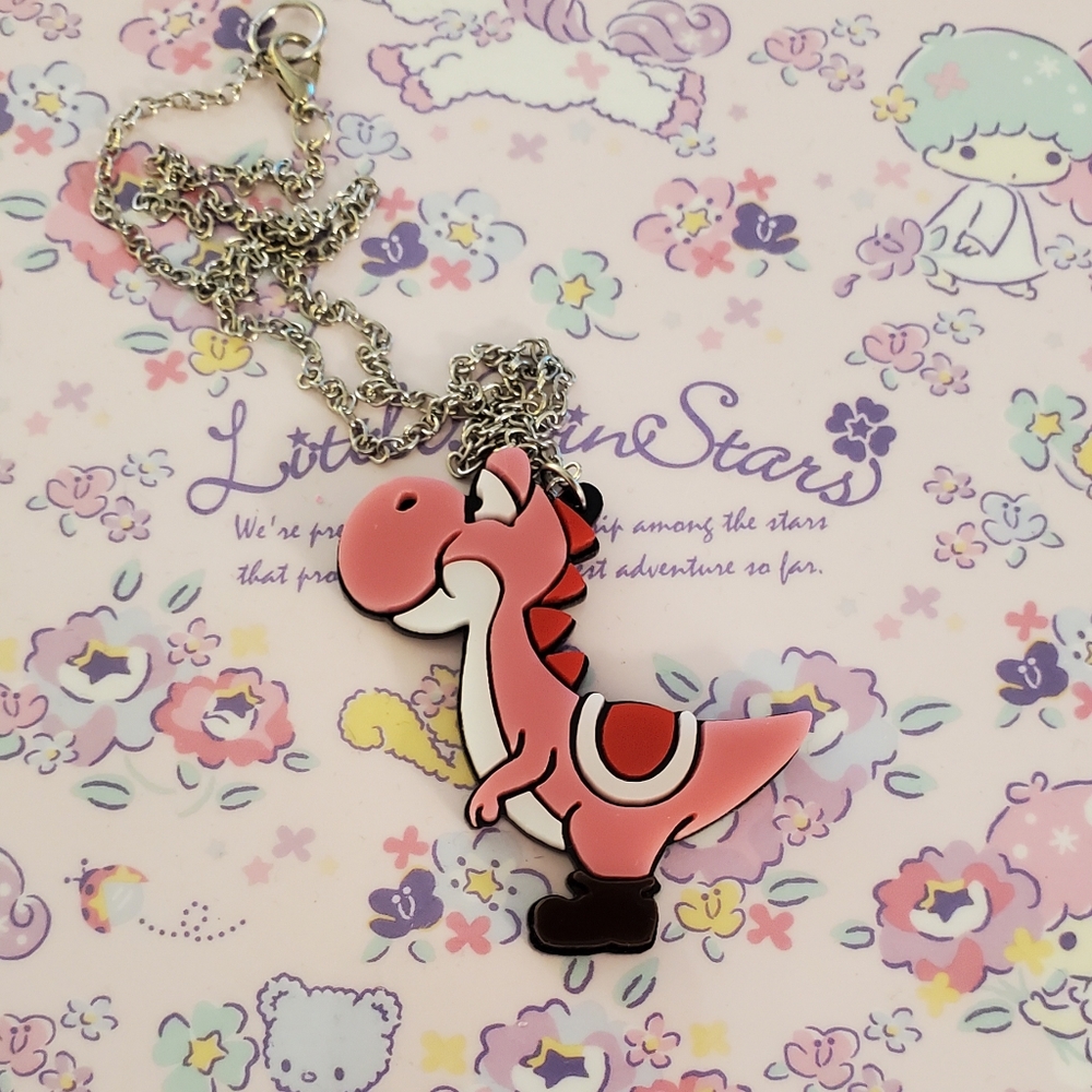 Pink perspex Yoshi necklace